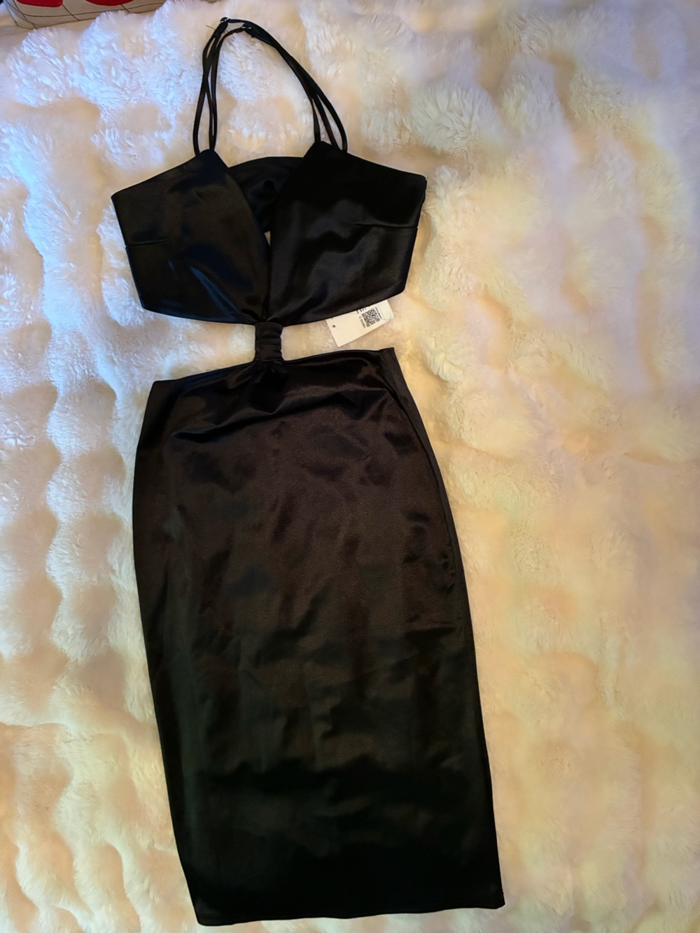 Forever 21 Black Satin bodycon midi dress